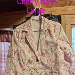 Women's Floral Blazer - Pink and Cream